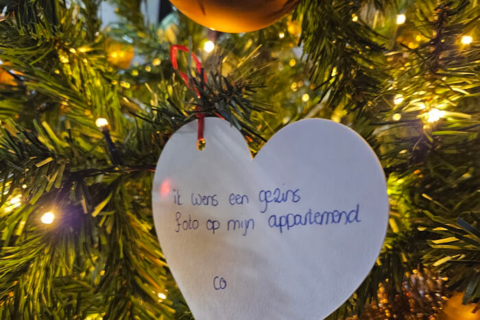 Kerst wensboom op Oudorperzand
